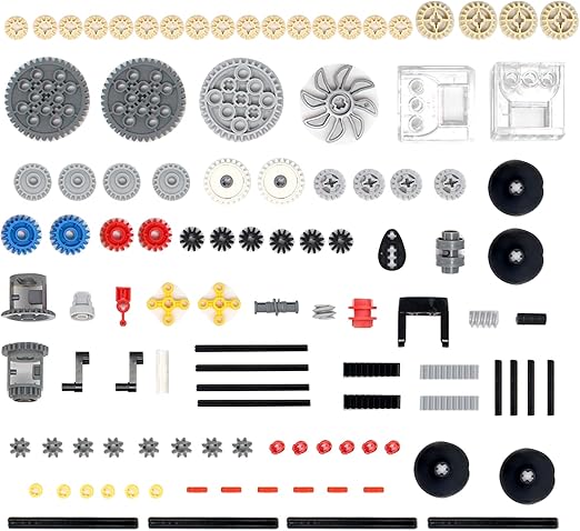 117PCS Gear and Axle Set for Technic Parts Compatible with Mainstream Technic Parts, DIY Gears Assortment Pack(Gear Rack and Worm, Pins, Axles, Connectors) for Technic Building Blocks Set