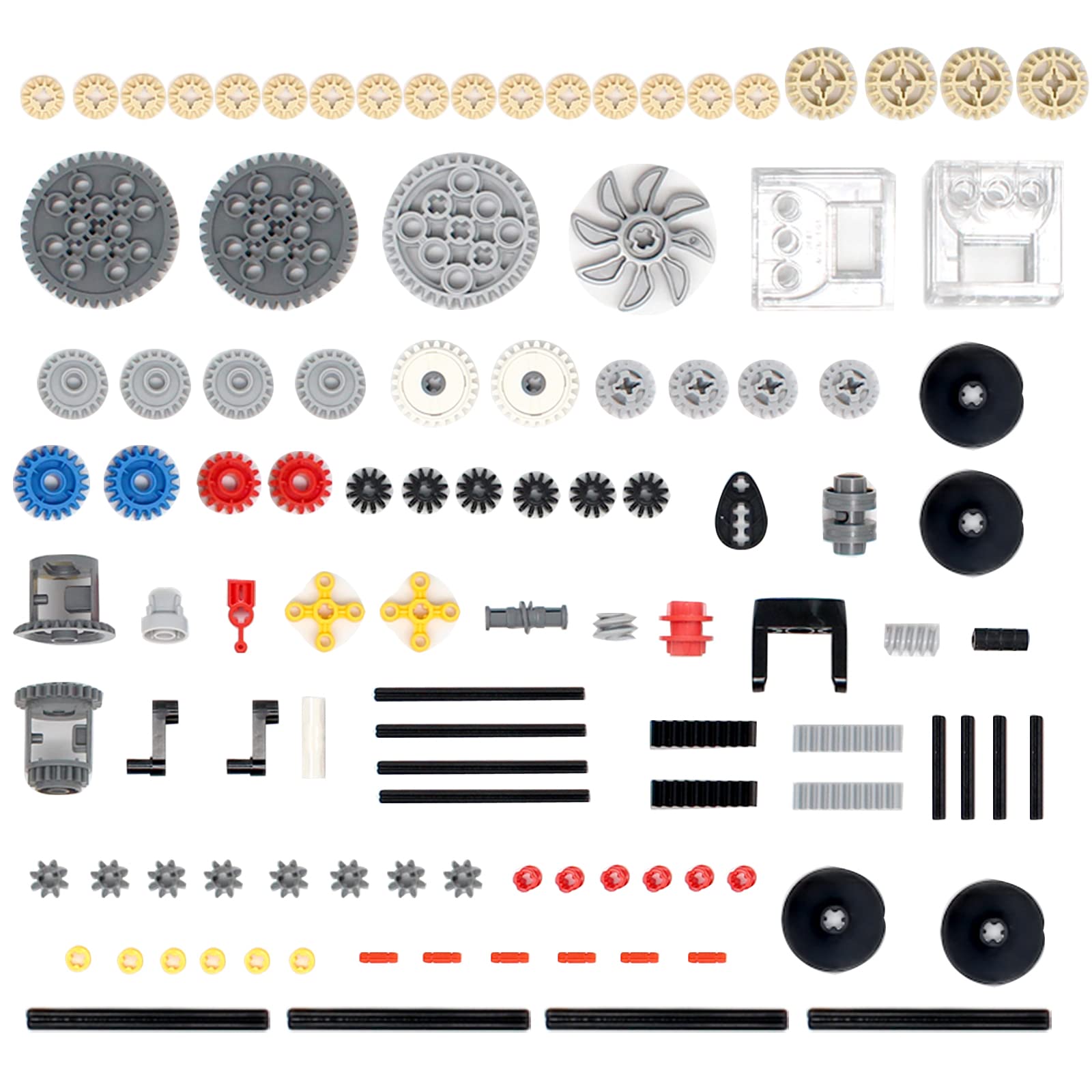 117PCS Gear and Axle Set for Technic Parts Compatible with Mainstream Technic Parts, DIY Gears Assortment Pack(Gear Rack and Worm, Pins, Axles, Connectors) for Technic Building Blocks Set