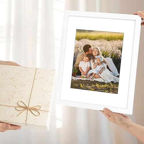 Miniatura 9 de Golden State Art, Marco de fotos de madera real de 11 x 14 pulgadas, tapete blanco para fotos de 8 x 10 pulgadas, montaje en pared, verticalpaisaje,