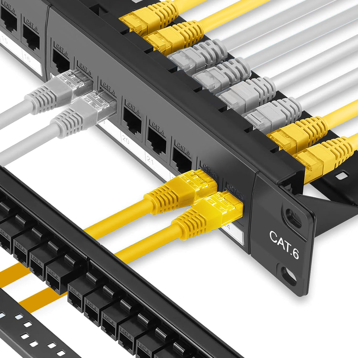 fyboptwu 2 Packs 24-Port Cat6 Patch Panel - 10G Ready Rack-Mountable 1U Network Panel with Keystone Jacks & Pass-Through Couplers | Compatible Cat6/