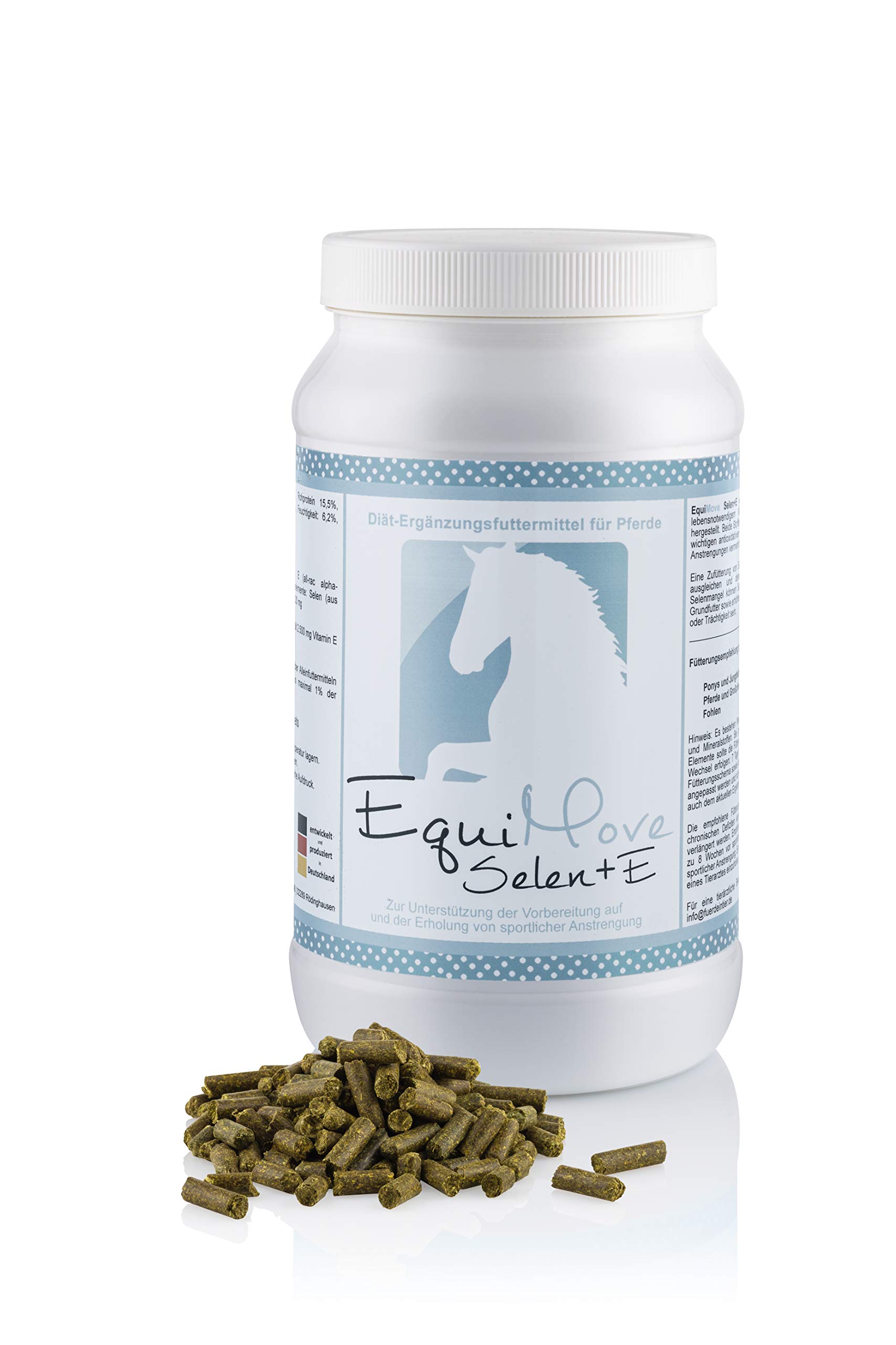 Selen + E, hochdosierte Pellets mit 50.000 mg Vitamin E und 20 mg Selen, für Muskulatur und Ausdauer, gegen Selenmangel und zur Vorbeugung, 1,5 kg aus Deutscher Herstellung