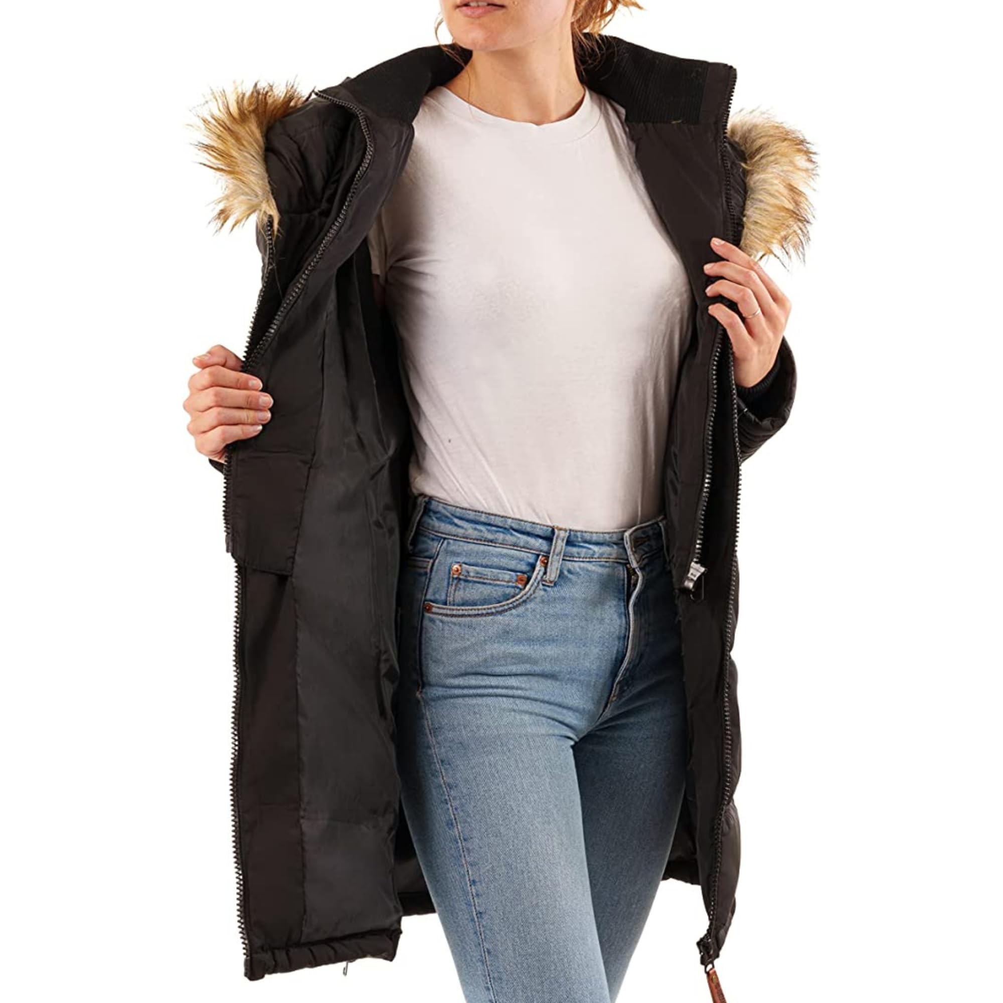 Geographical Norway BEAUTIFUL Donna/Women - Piumino/Cappotto Donna, Parka - Giacca in pile chic invernale giacca lunga donna