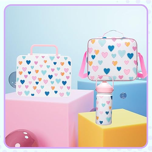 Miniatura 8 de Lonchera Bento para niños con 6 compartimentos, lonchera para niñas con bolsa de almuerzo, botella de agua de acero inoxidable, bolsa de hielo y