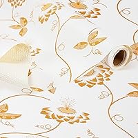 Vista 11 de RAY STAR Revestimiento para estantes, 12 pulgadas x 10 pies, no adhesivo, plateado con estampado floral, revestimiento para gabinetes de cocina