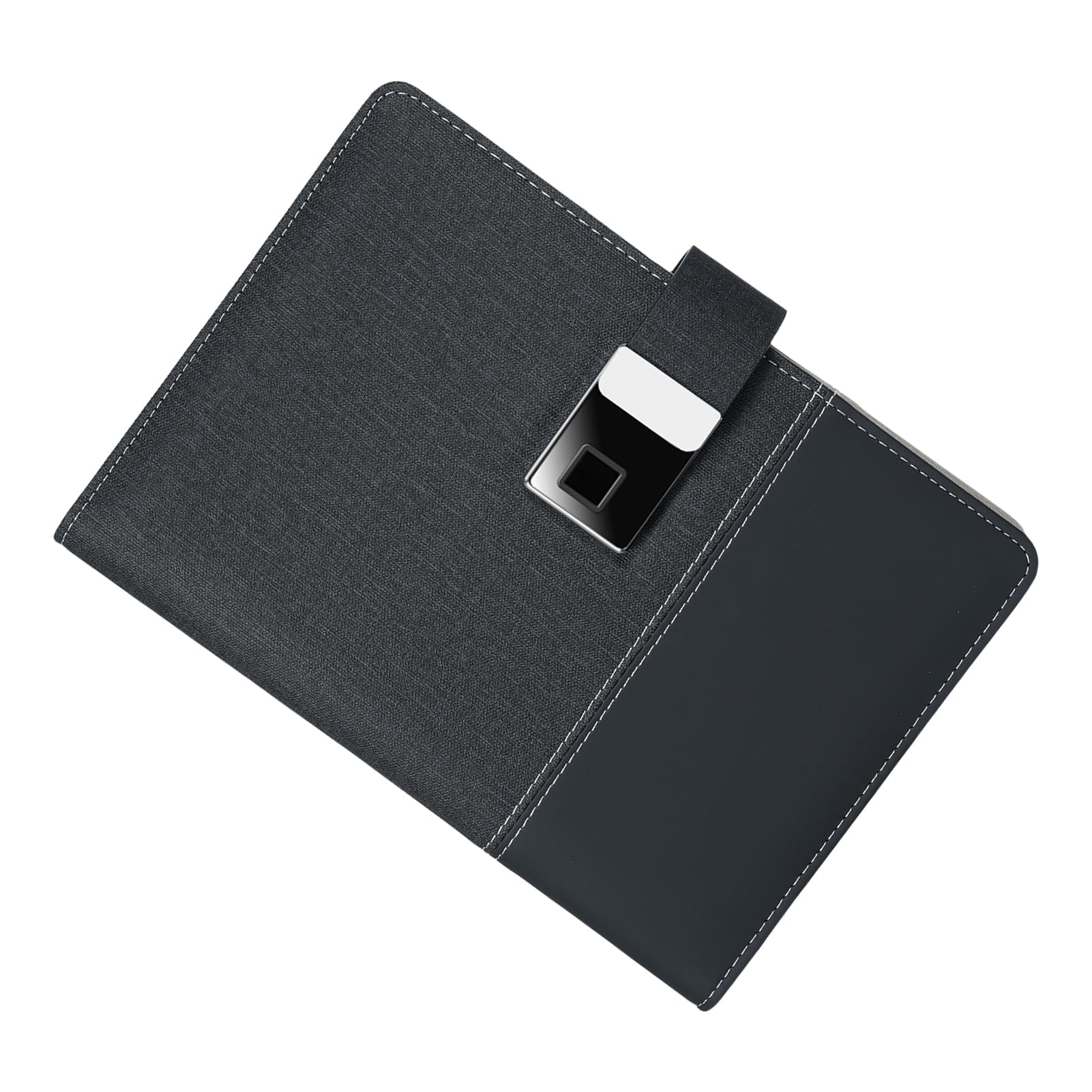 Notebook in Pelle A5, Copertina in Pelle PU con Blocco Impronte Digitali e unità USB da 16 GB, Raccoglitore a 6 Anelli con 100 Pagine e 4 Slot per Schede per Professionisti e
