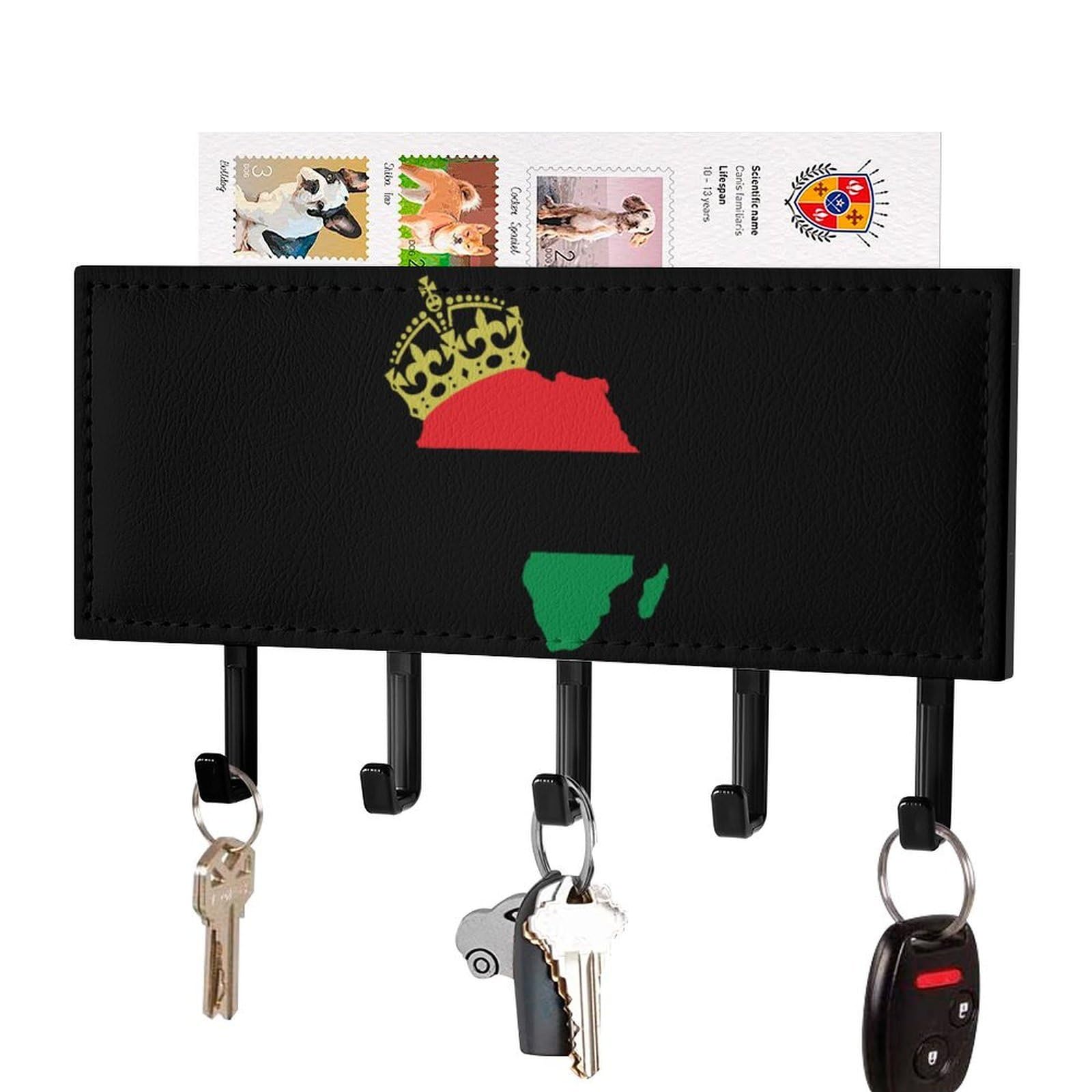 NCLQVJXZKHW African American Pride Key Holder with 5 Hooks Key Hooks Wall Mounted Key Racks Key Hanger Organiser Shelf