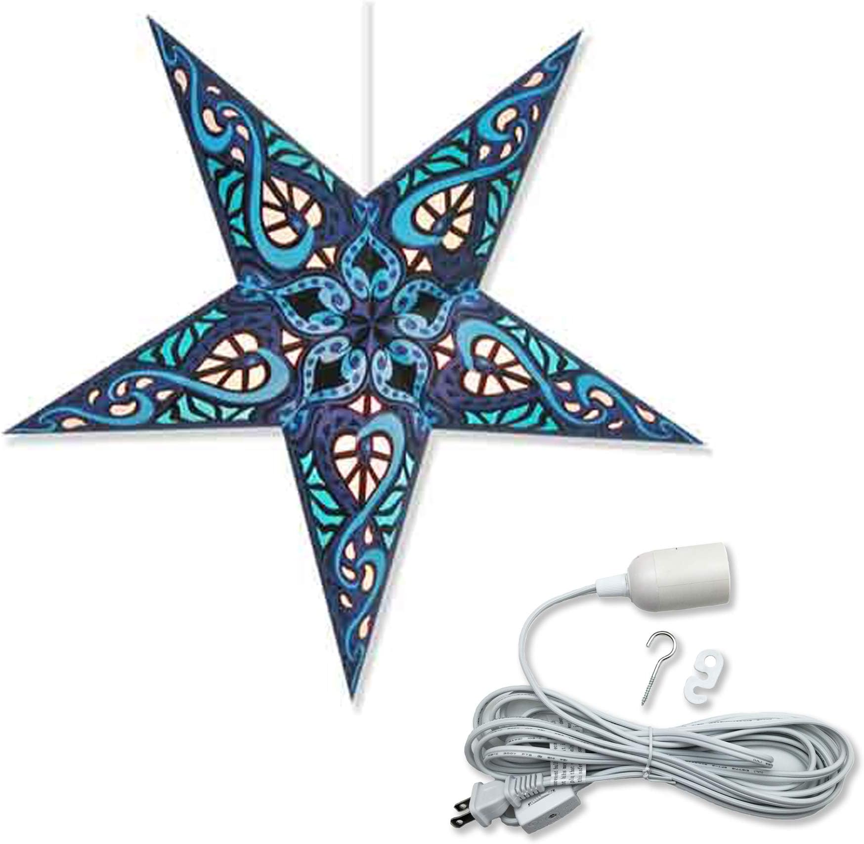 Celtic Blue Star Lantern (Bundle: Star + 12' Electric Cord)