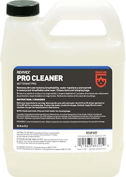 GEAR AID Revivex Pro Cleaner Wash for Synthetic Technical Fabrics, GORE-TEX Jackets, Tents, Sleeping Bags, Ski Pants, Gloves, and Outdoor Waterproof-Breathable Gear, 1 Liter (33.8 fl oz)