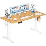 DUMOS 63 Inch Electric Standing Desk Height Adjustable, Sit to Stand Computer Workstations Large Work PC Table Home Office Writing Gaming Desks with Memory Presets for Walking Pad, Bedroom, Oak