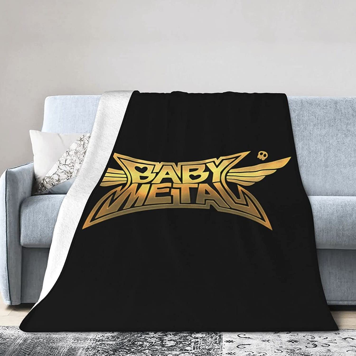 YINGD Babymetal Throw Blanket for Couch Sofa Fluffy Microfiber Throw Soft, Cozy, Lightweight Suitable for Bed,Sofa,Chair, Camp Bed Livin 150CM X 125CM