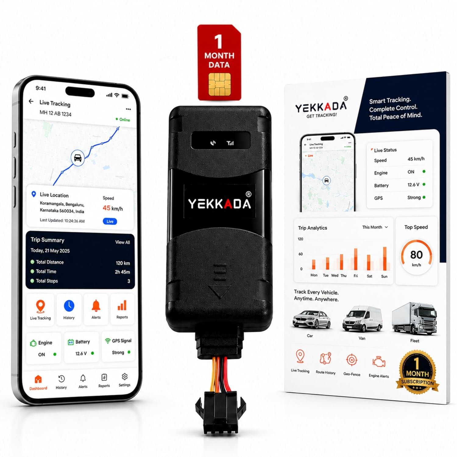 gps tracker for car and bike, brown | free sim included, free software, 4g connectivity, vehicle tracking, bike compatible