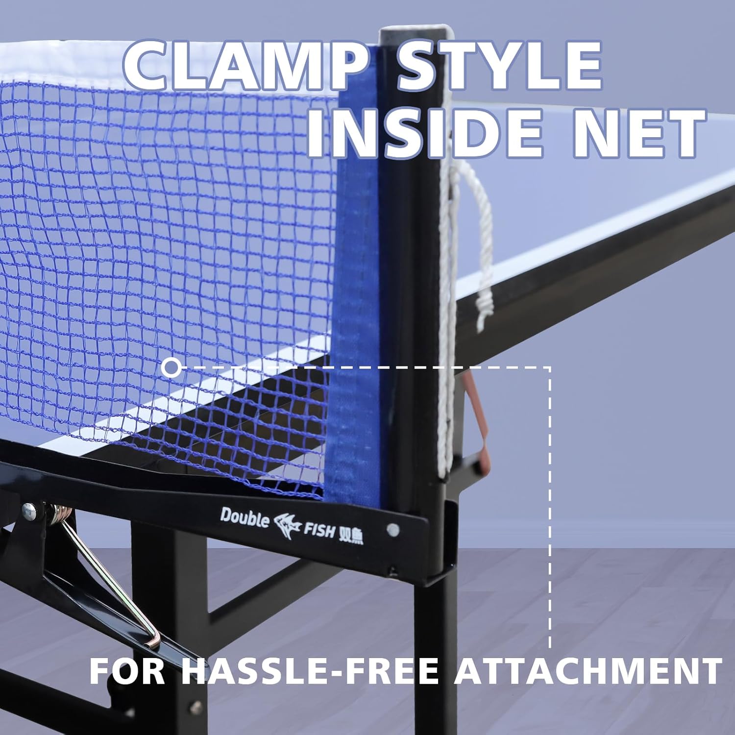 Blue Folding Rolling 9×5 FT Table Tennis Table Indoor and Outdoor Table Tennis Table, 2 Rackets, 3 Balls, 1 Net and 8 Wheels Set Behind It for Easy Movement