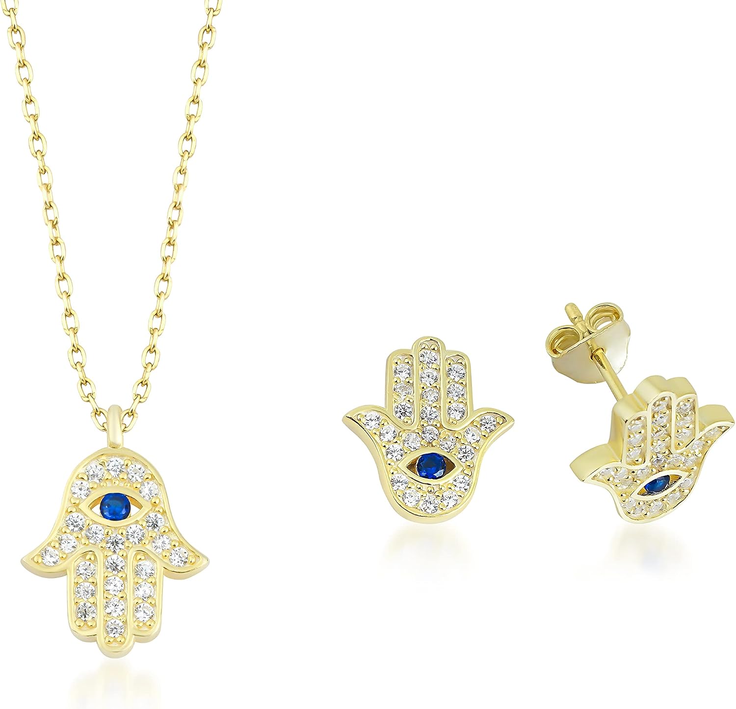 LYKIA 18K Gold Plated 925 Sterling Silver with Zirconia | Handmade in Istanbul | Protection Pendant Earrings Bracelets | Chain | Jewelry |Choker for Women | Comes with Beautiful Gift Box