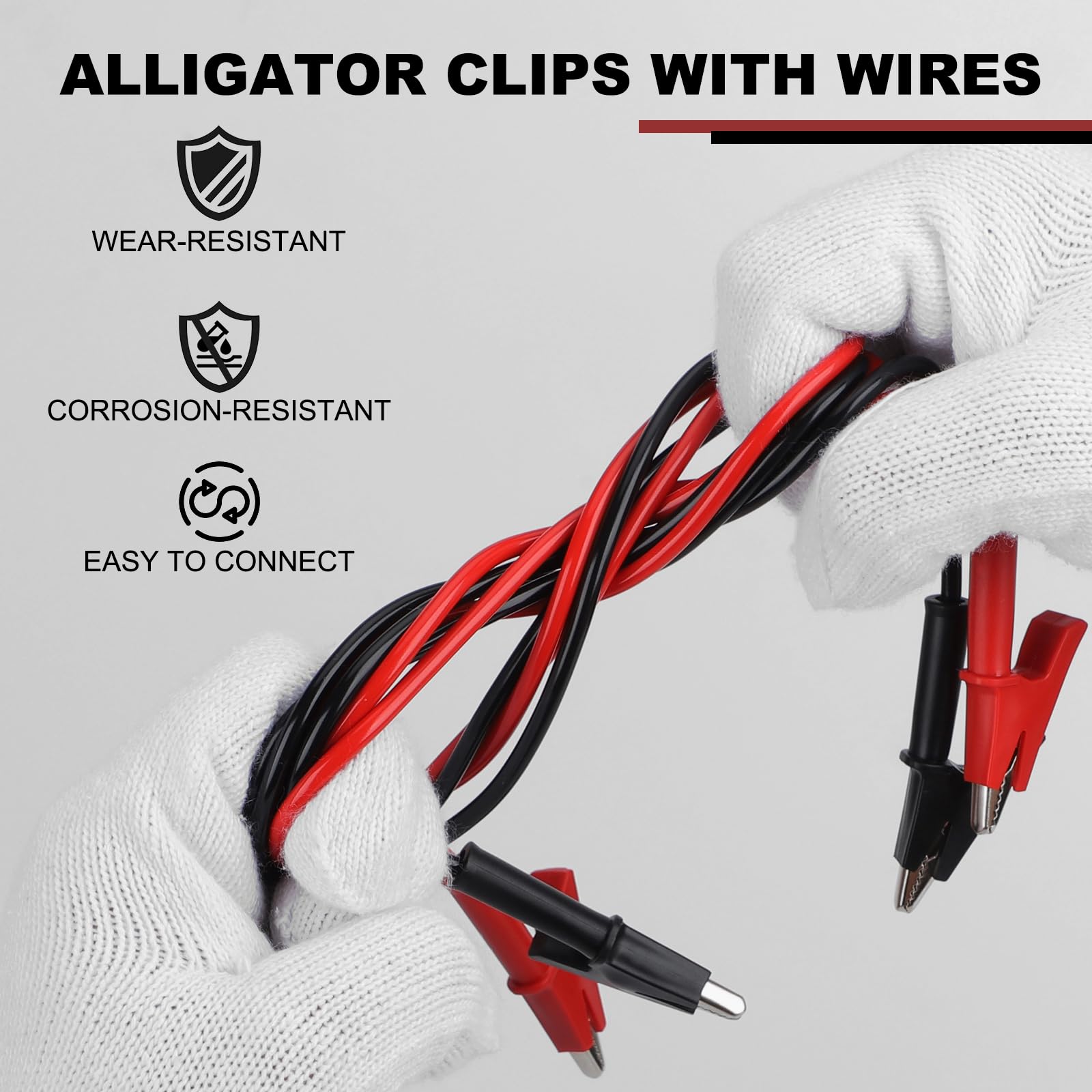 DROK 14 AWG Test Leads with Alligator Clips Electrical - Pack of 2