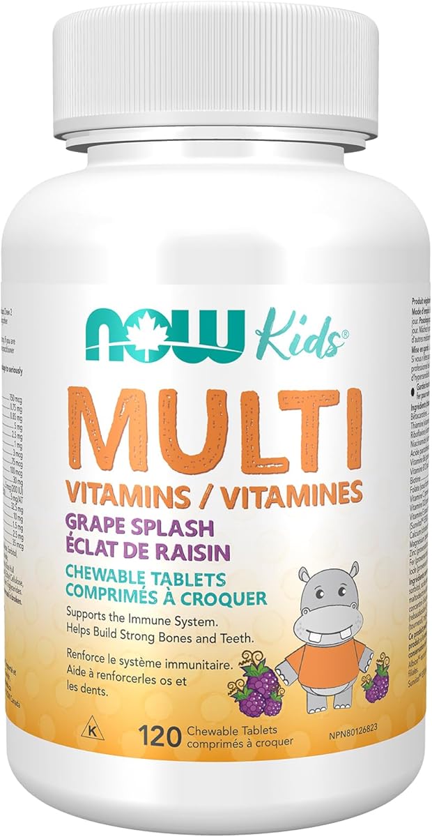 NOW Kids Supplements, Kid Vits Multivitamin, Grape Flavor, 120 Chewable Tablets