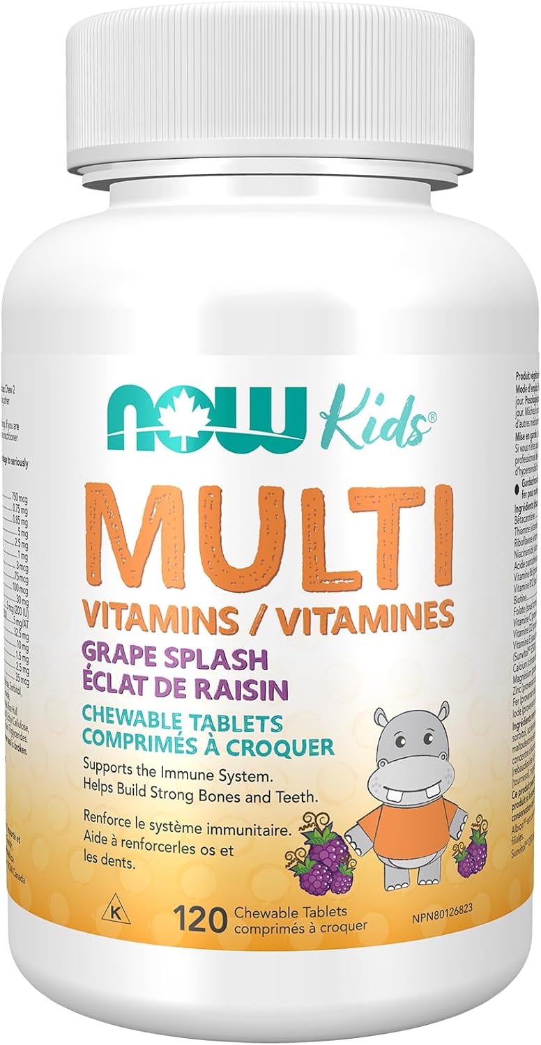 NOW Kids Supplements, Kid Vits Multivitamin, Grape Flavor, 120 Chewable Tablets