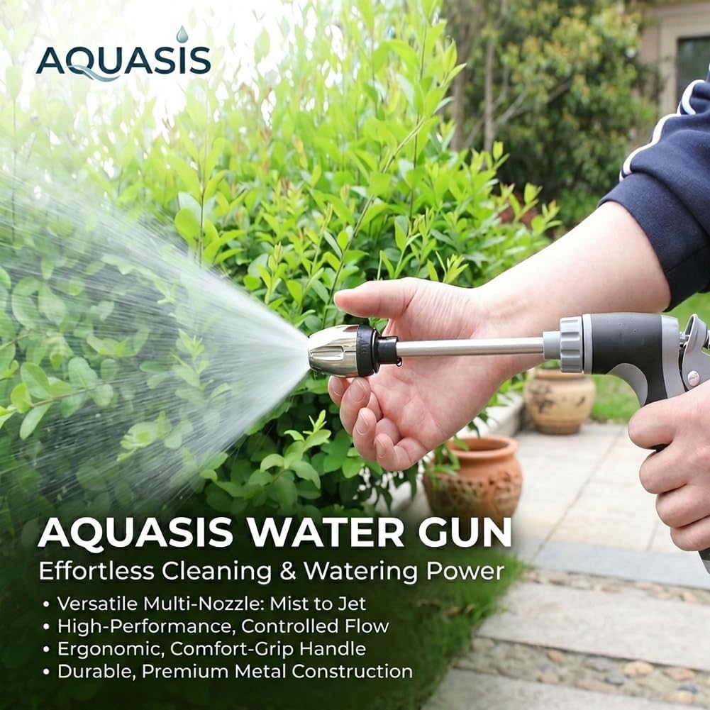 Aquasis Pressure Washer, 360° Rotating Nozzle with 3 Spray Modes, Handheld Powerful Outdoor Washer, Effortless Dirt & Stain Remover for Patio, Car & Garden Cleaning (1 Set + Foam Pot)