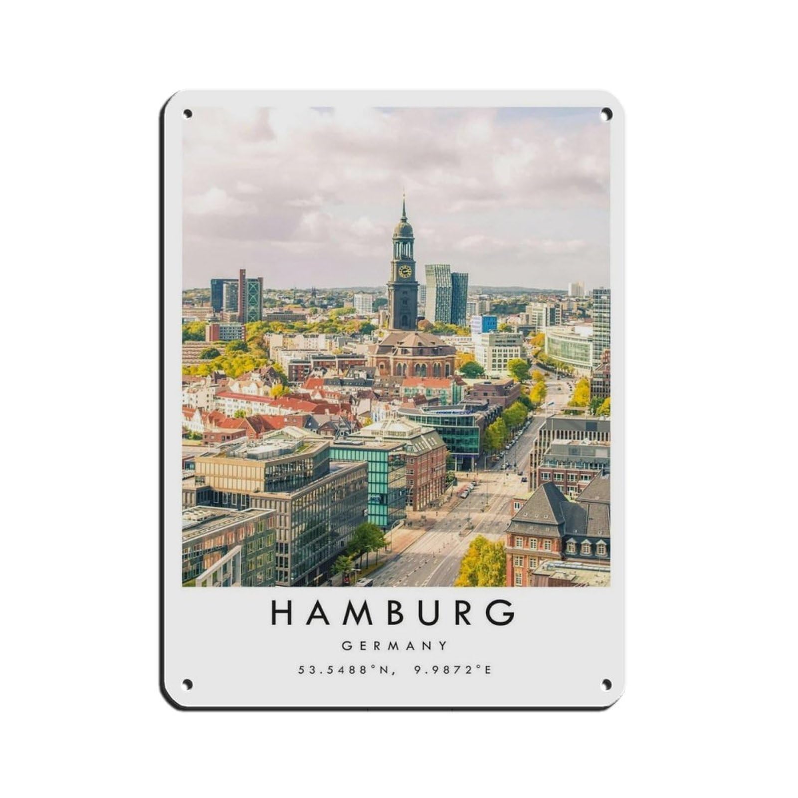 Hamburg Travel, Hamburg Poster Tin Sign Vintage Metal Pub Club Cafe Bar Home Wall Art Decoration Poster Retro 12x16inch(30x40cm)