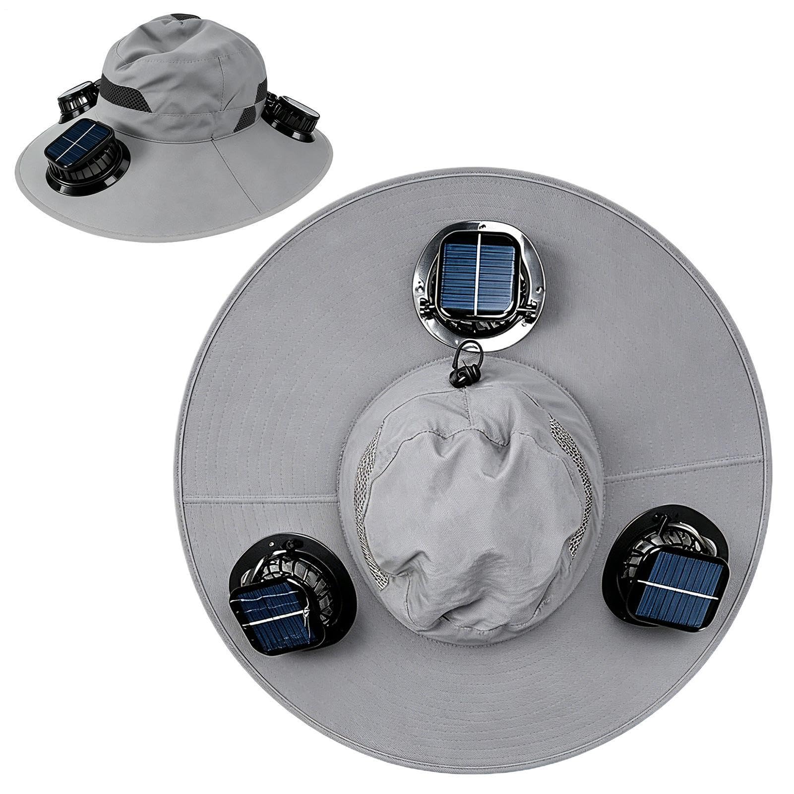 Sombrero Con Ventiladores Energía Solar - Visera De Ala Ancha Ajustable Personal Recargable | Sombrero De Ventilador De Energía Solar Para Pesca, Playa Al Aire Libre, Camping, Verano, Trabajo, Jardine