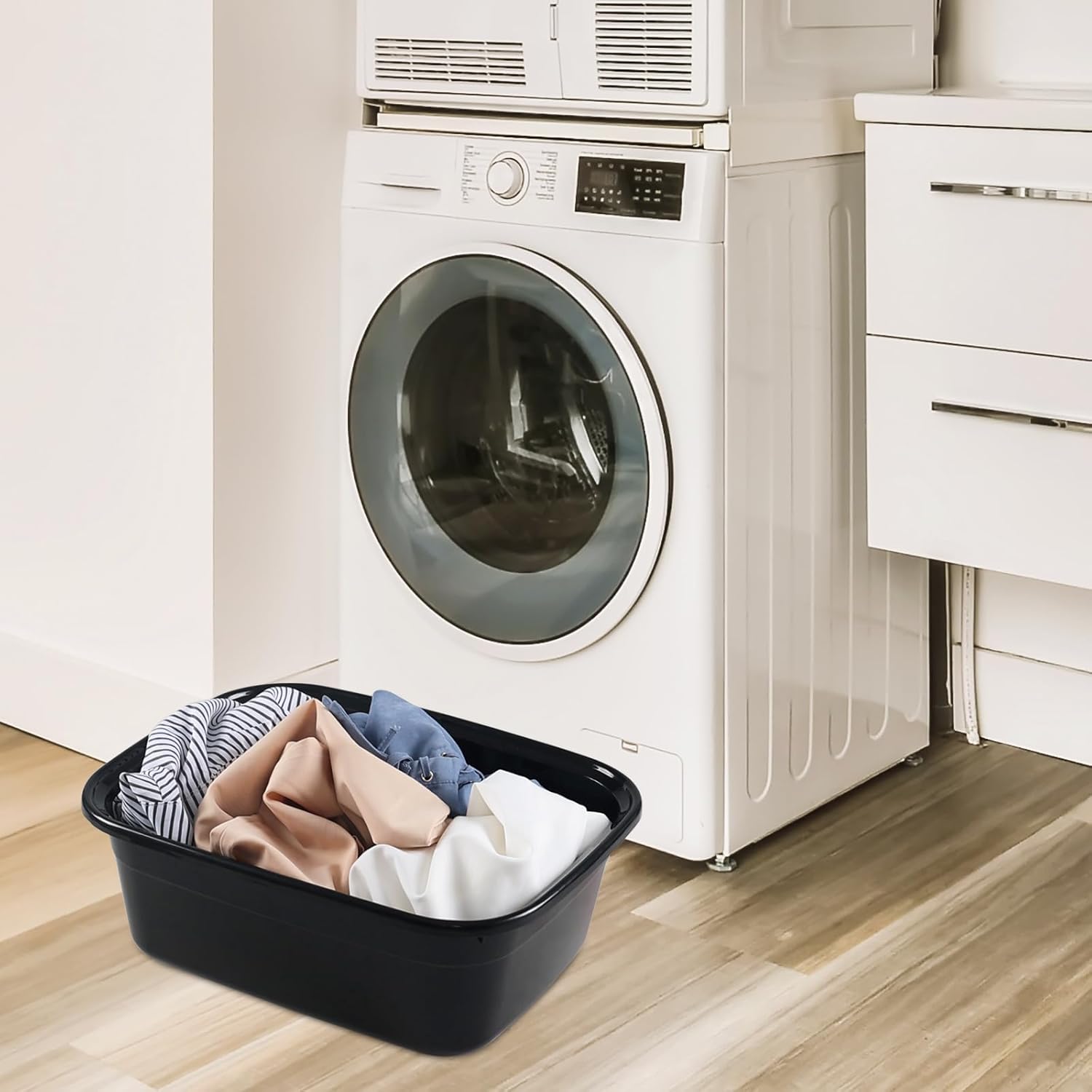 Asking 14 Quart Rectangular Plastic Dish Pan Tub, Portable Washbasin, Black