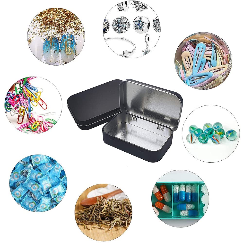 8 Pièces Boîtes à Charnières Vides Rectangulaires En Métal, Mini Boîte