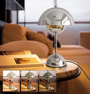 Silver Mushroom Table Lamp,3 Way Dimmable Touch Control Modern Desk and ...