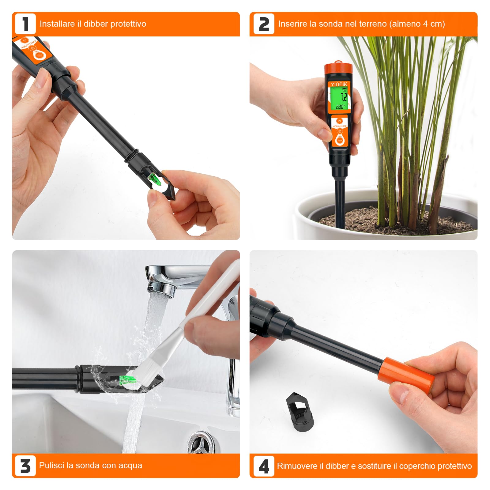 Misuratore Di PH Per Terreno YINMIK – Sonda Professionale Con App, Per Orto E Giardinaggio