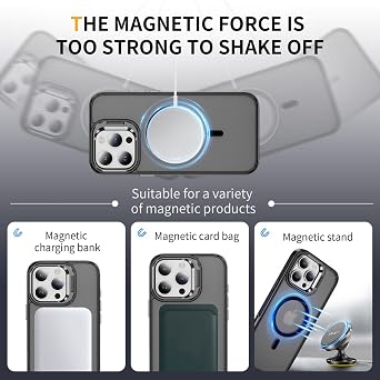 for iPhone 16 Pro Max Cases,with Shock Military-Grade Rugged Phone and Kickstand [Compatible with Mag Safe] [Military Drop Protection] Shockproof Slim,Black