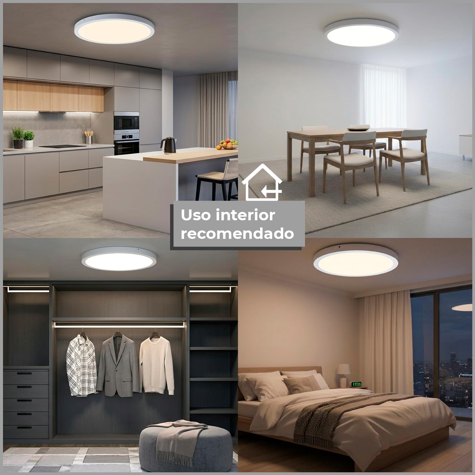 LED ATOMANT Plafon LED Superficie 60cm 48W CCT 3000-6500K 5500lm | Con Selector de color CCT, Driver incluido