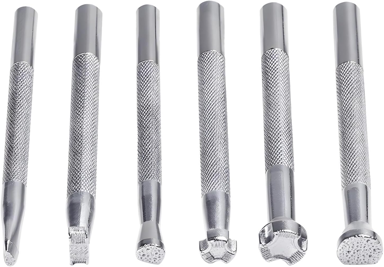 6-Piece Leather Embossing Tools Set, Chrome Vanadium Steel Stamps, Various Patterns For Diy Leather Craft