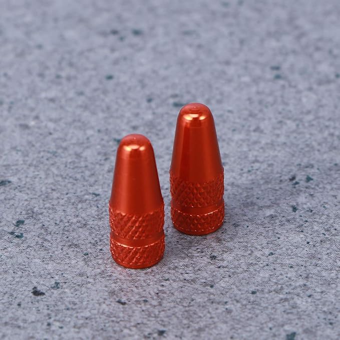 6 tapones de válvula para bicicleta de aleación naranja miniatura 5