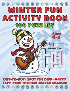 Winter Fun Activity Book for Kids Ages 4 - 8, 100 Puzzles: A Screen-Free Winter Gift Packed with Dot-to-Dot, Mazes, Spot the Difference and More, for Preschool and Kindergarten