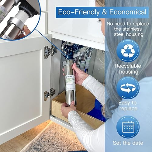 Miniatura 5 de Fachioo Filtro de agua de 5 etapas para debajo del fregadero, sistema de filtración de agua debajo del fregadero durante 2 años, reduce PFAS,