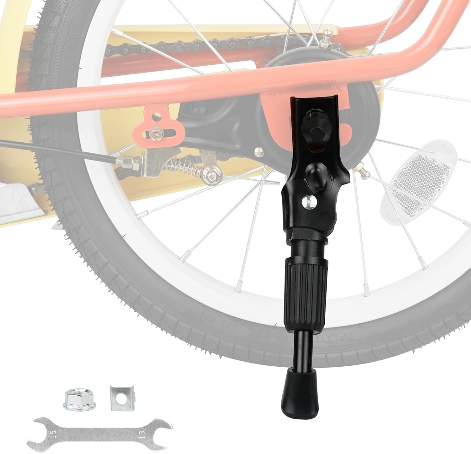 MEGHNA Kids Bike Kickstand Adjustable Height Aluminium Alloy Durable Bike Support for Kids Easy to Fold Anti Slip for 14/16/20 inch Kids Bike Rear Mount