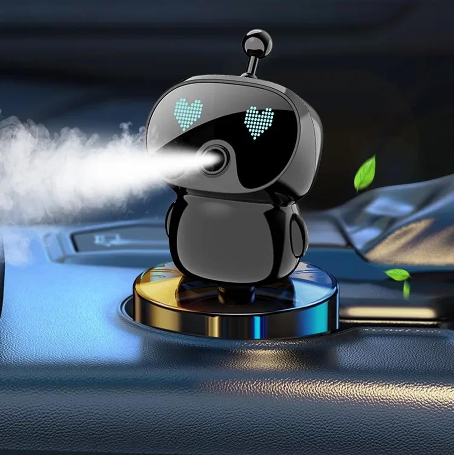 Robot Intelligent Aromatherapy Machine, Smart Cute Robot Car Air Freshener, Fine Spray/Fillable/Four-Gear Adjustment/Vibration Sensing/On-Off/Large