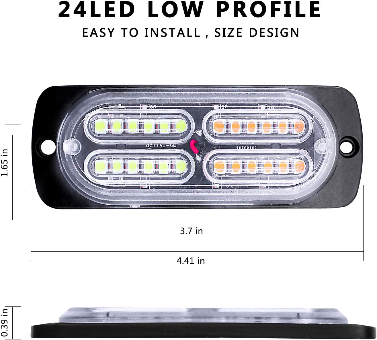 Led Warning Lights, 4pcs Emergency Warning Caution Hazard Construction Ultra Slim Sync Feature Car Truck with Main Control Box Surface Mount (White Blue)