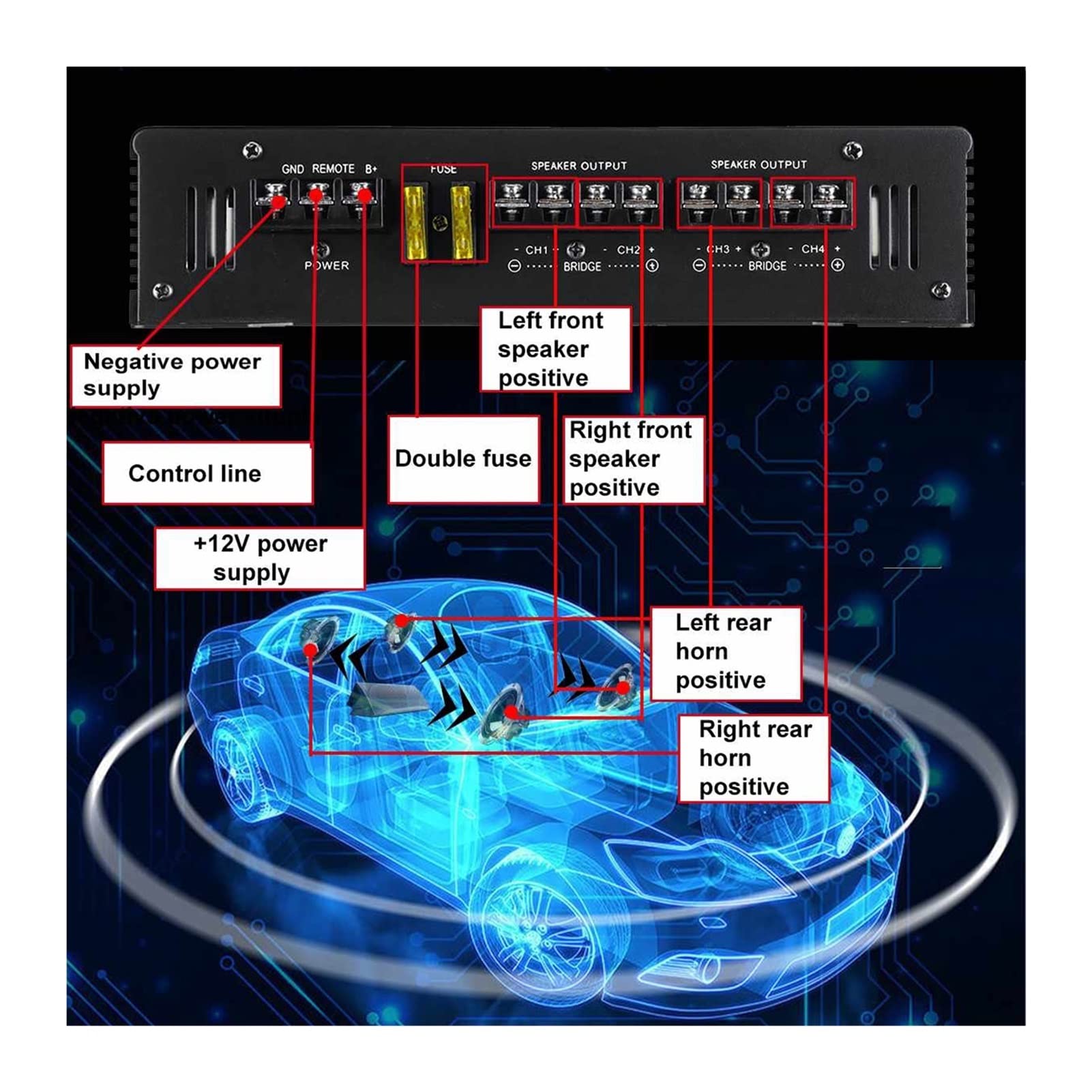 890 0w dc12v Amplificador de coches 4 canales Potente automóvil Audio subwoofer Aluminio Aleación Vehículo Power Stereo AMP AMPLICANTES DE SONIDO