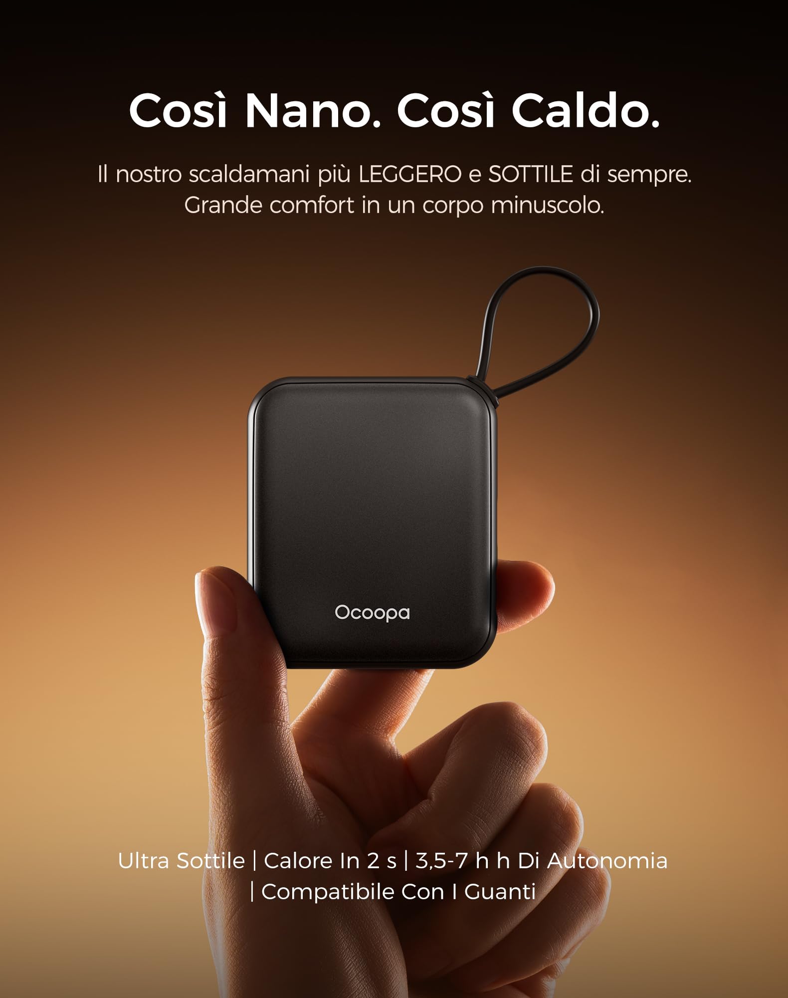 OCOOPA Scaldamani Elettrico 2 Pezzi, Portatile Scalda Mani USB Ricaricabile 4000mAh, 3 Livelli fino a 52°C, Utile Regalo di Natale, Ideale per Sci Invernale, Viaggi e Attività all’Aria Aperta,UT5 Nano