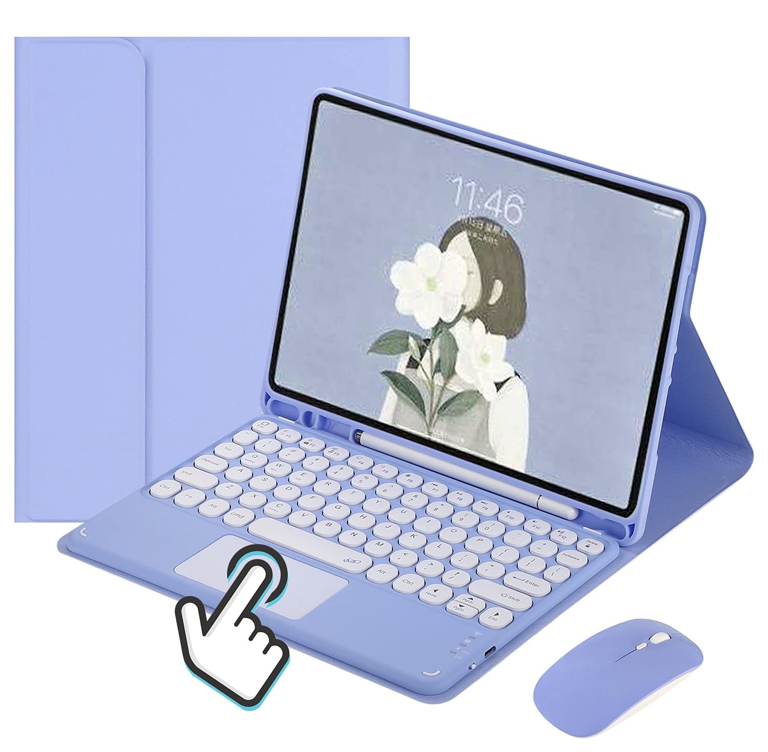 YEEHi Touch Keyboard Case for iPad Air 11 inch M3/M2, iPad Air 7th 6th 5th 4th Generation 10.9/11" Case with Mouse Round Key Touchpad Detachable