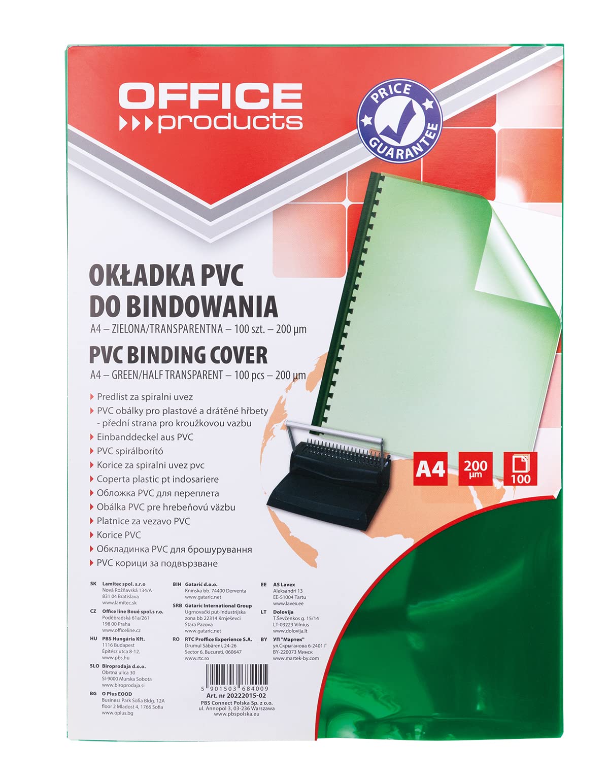 OFFICER PRODUCTS Office Products 20222015-02 Cover Sheets Transparent Green  PVC Transparent Film Pack of 100 for Binding/DIN A4 200 g/m² Transparent  Green : Amazon.sg: Office Products