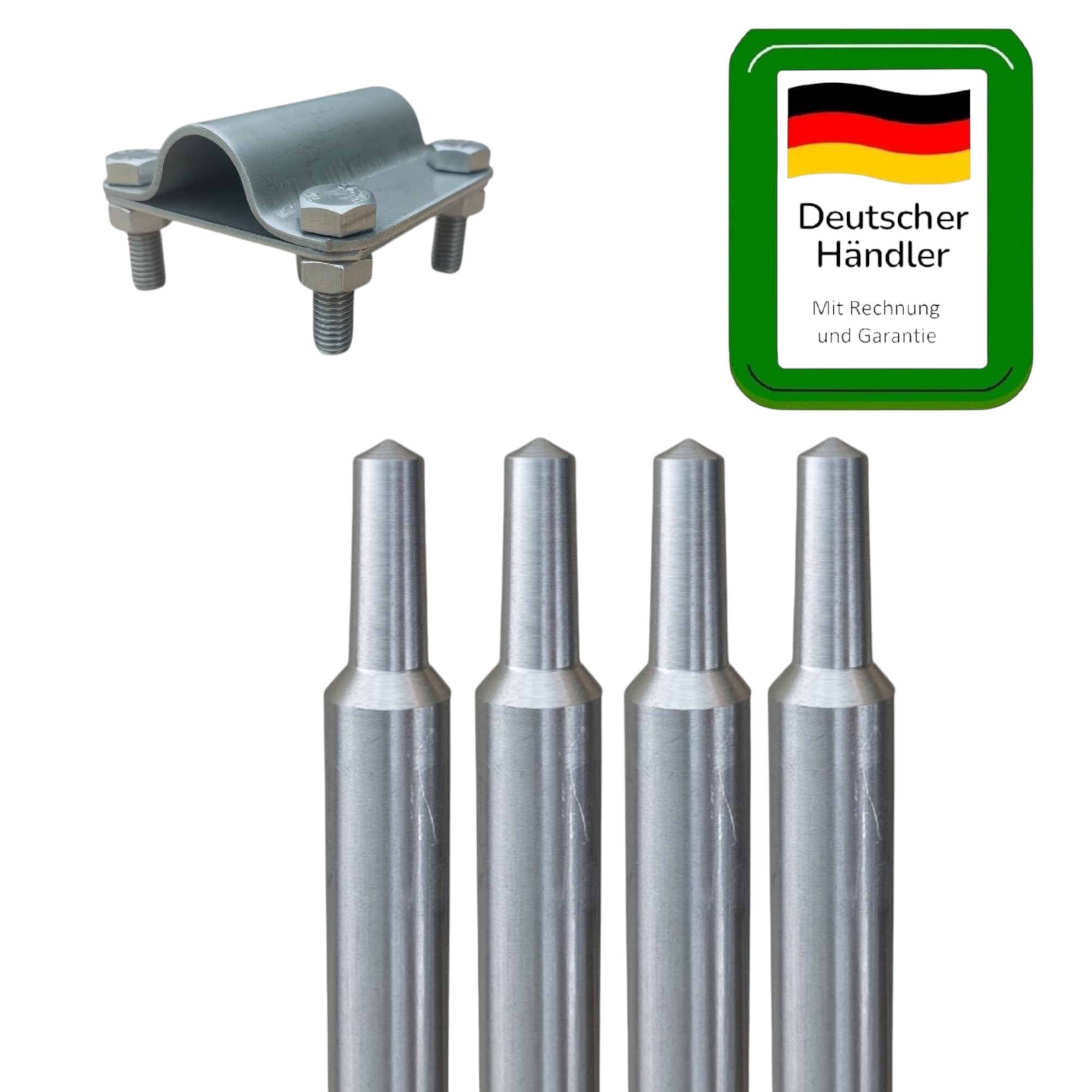 Tiefenerder Ø20mm V4A Edelstahl Erder + Klemme + SDS Max Schlagkopf - von PAG Turbo GmbH® (4m SET + Kreuzverbinder)