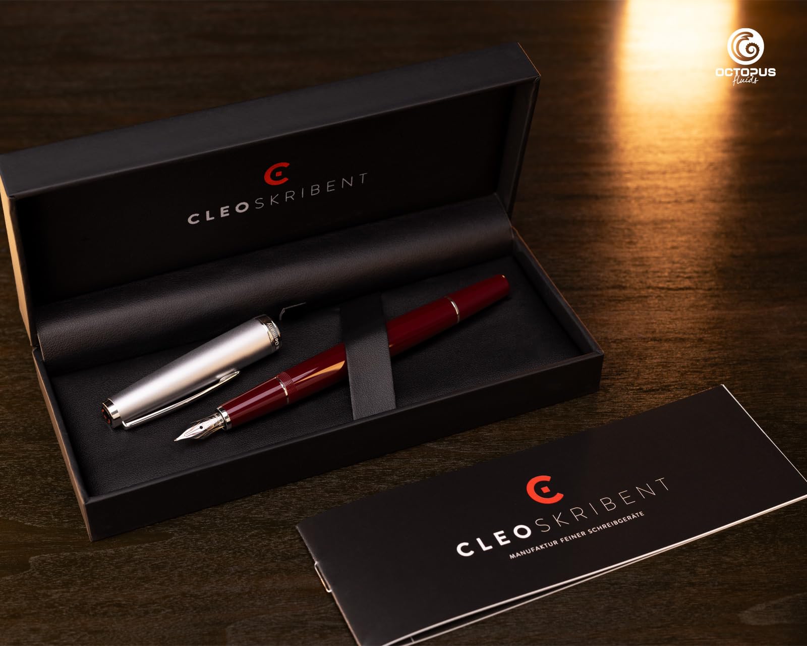 Cleo Skribent Classic - Juego de plumas estilográficas de metal, plumín M y tinta negra de 30 ml