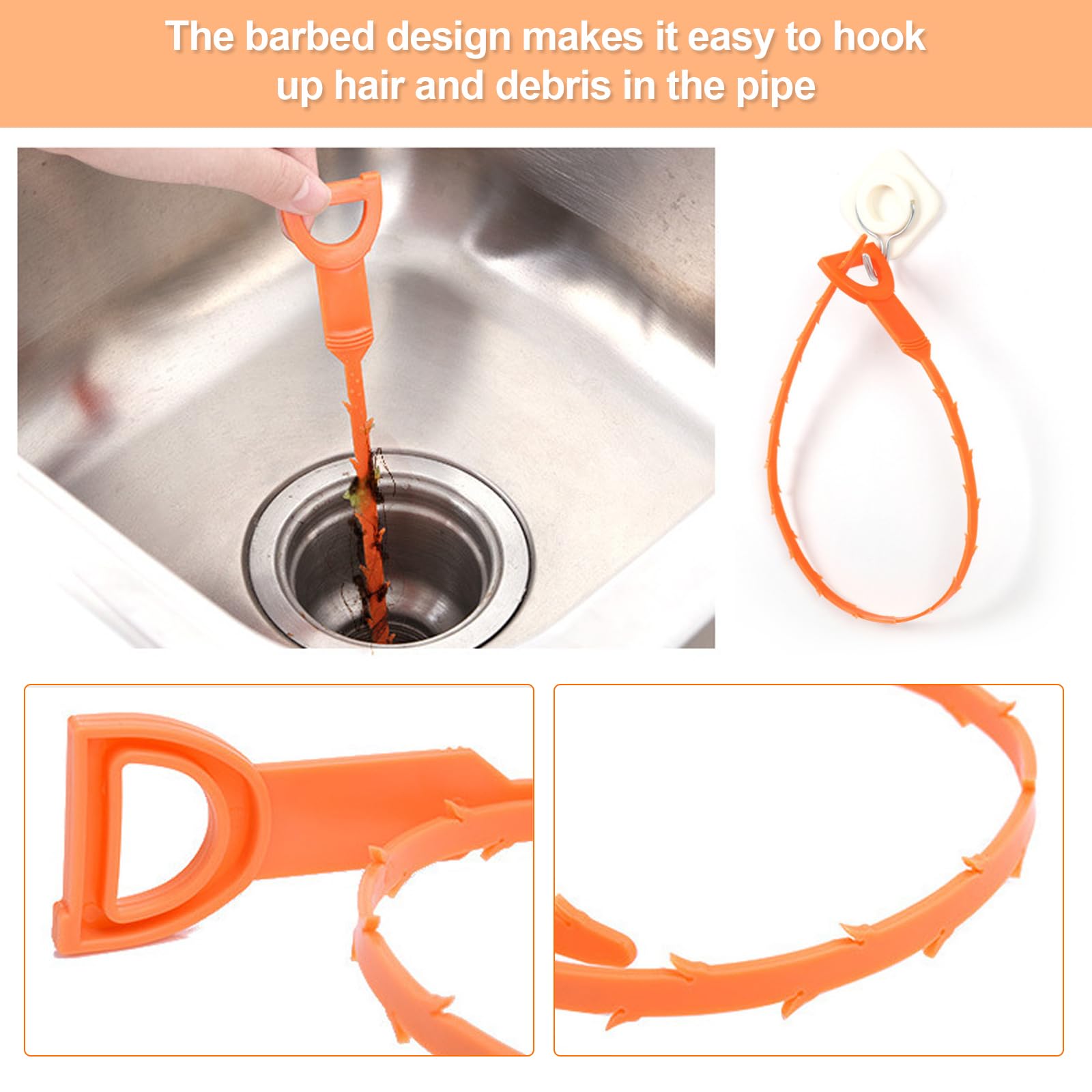 3-tlg. Abflussreiniger-Set - Spirale & Bürste Gegen Verstopfungen In Waschbecken & Badewanne