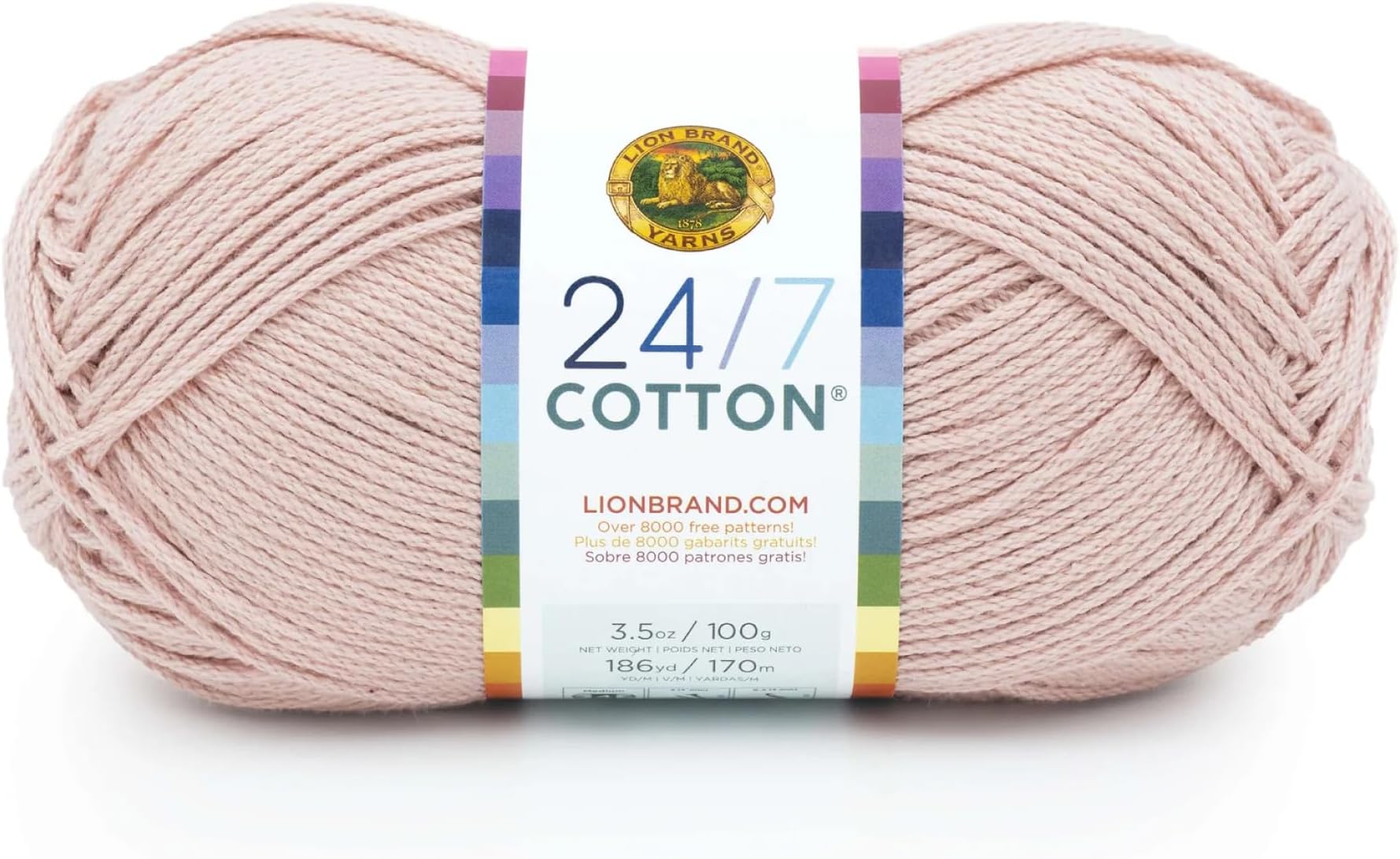 Lion Brand Yarn 24-7 Cotton, Yarn for Knitting, Crochet and Crafts, Beechnut, 1 Pack