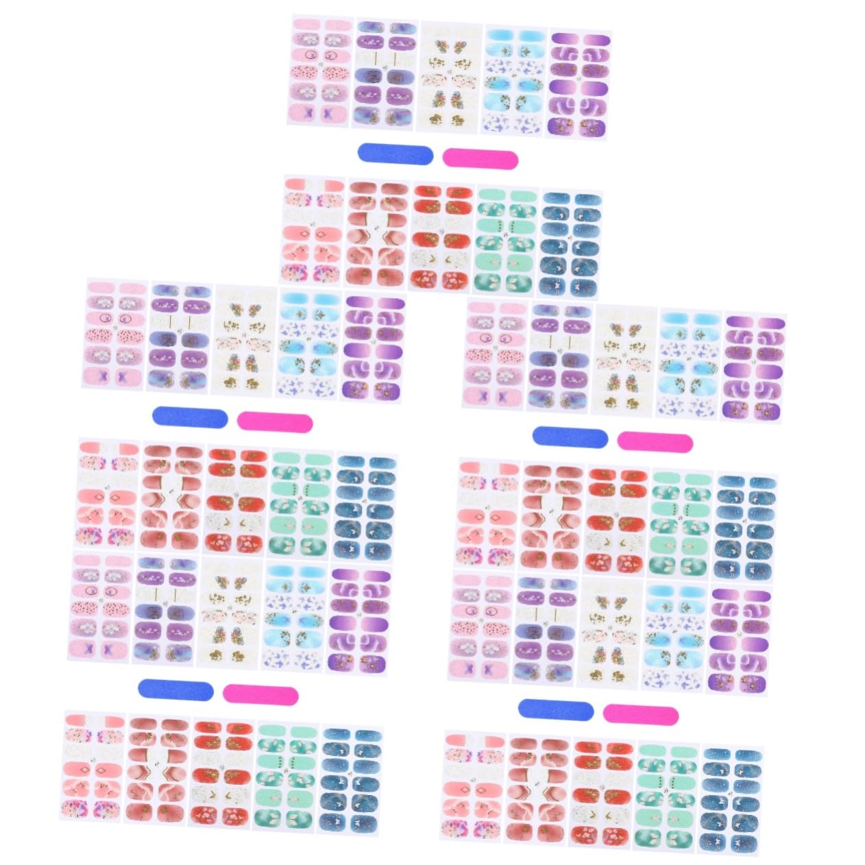 SHERCHPRY 5 Juegos Pegatinas de Uñas Graduales Autoadhesivas para Manicura Diy con Diseño de de Usar y Cortar Uñas