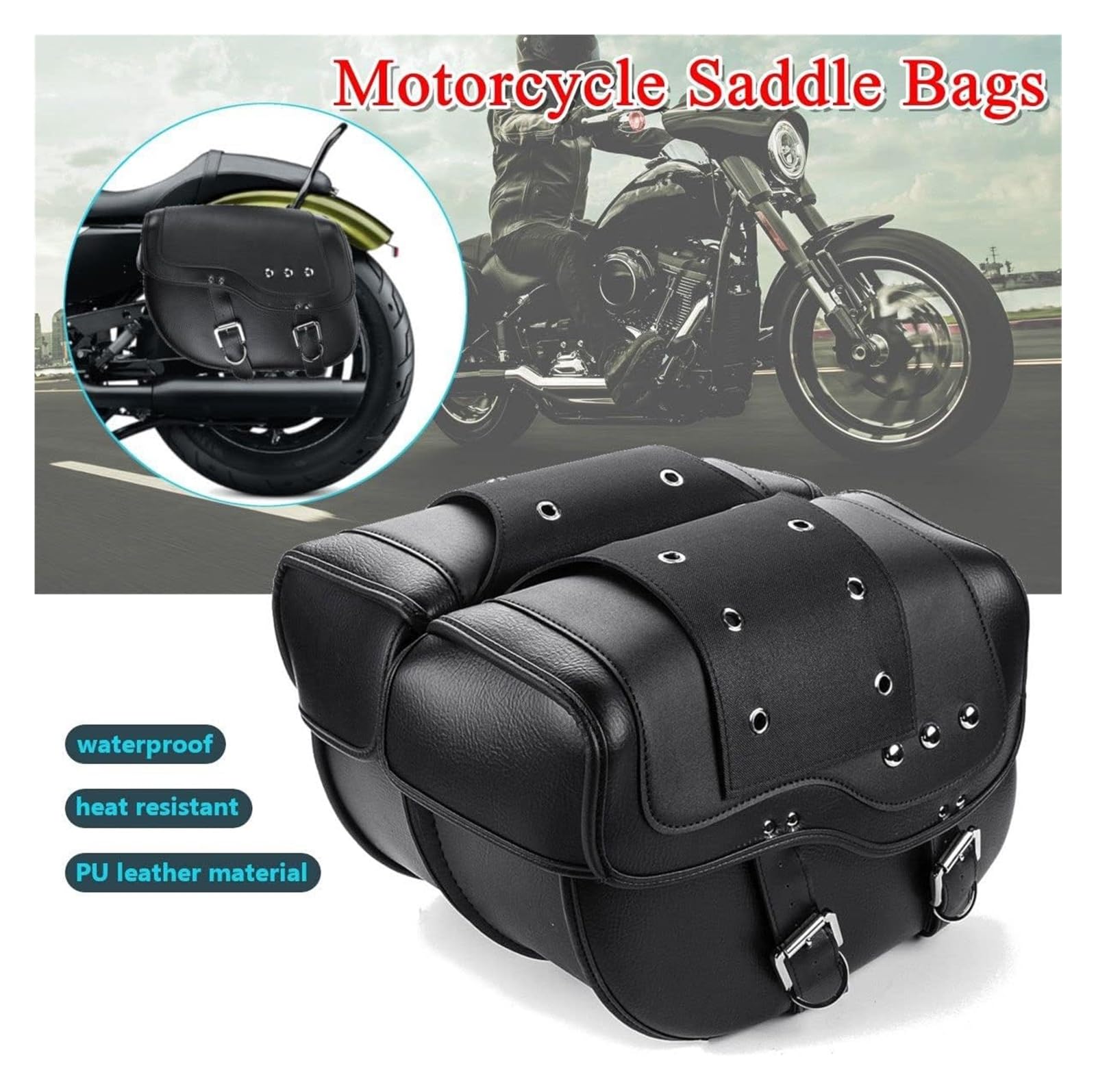 TRASH BIN Bolsas Sillín De Motocicleta Bolsas para Sillín De Motocicleta 2 Piezas Universales De PU para El Lateral De La Motocicleta Bolsa para El Sillín De Cuero El Herramientas Equipaje