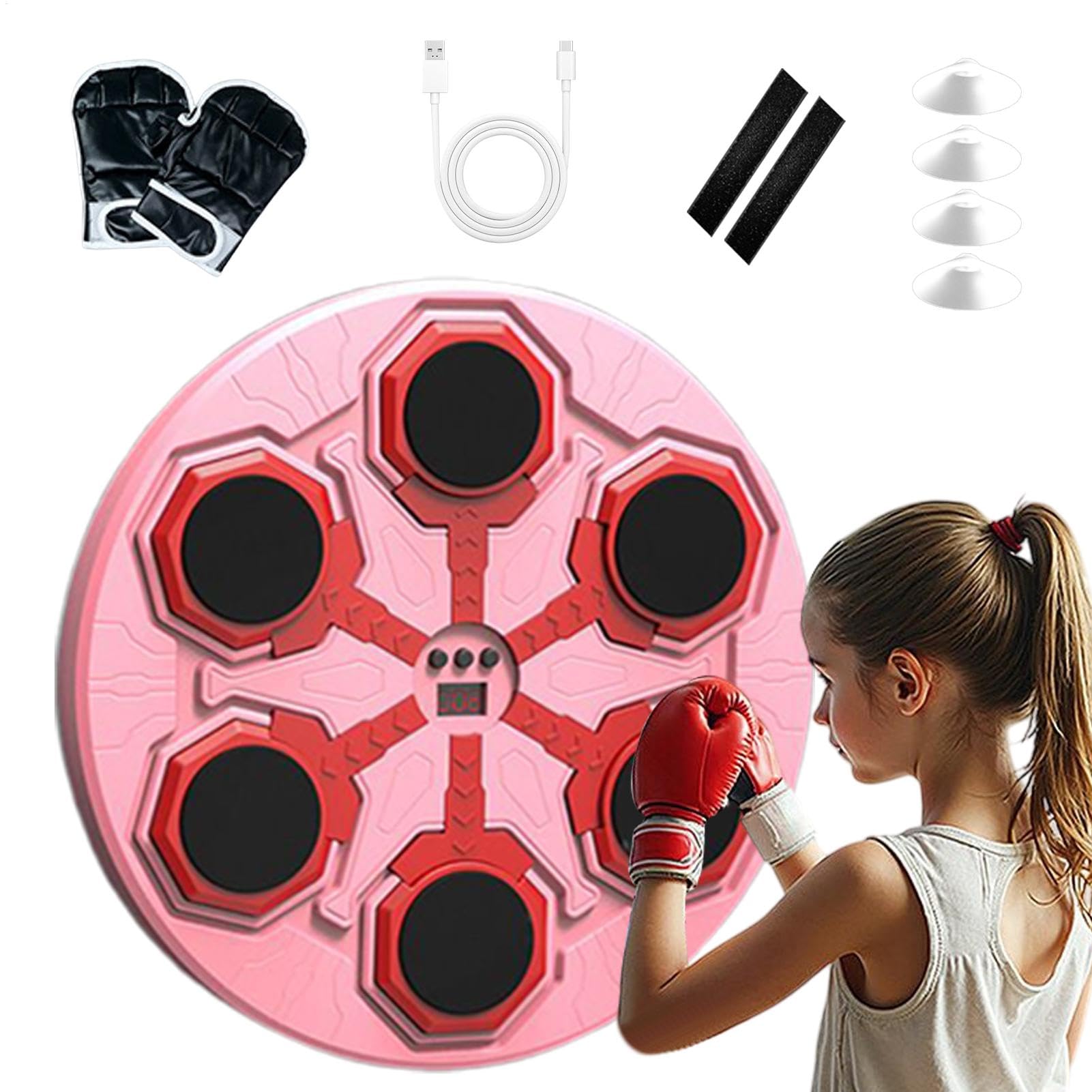 Máquina de boxeo musical - Smart blueto0th Music Boxing Maching, Target de ponche interactivo | Smart Trainer Smart Wired Mall con guantes, máquina de boxeo digital, equipo de entrenamiento elec