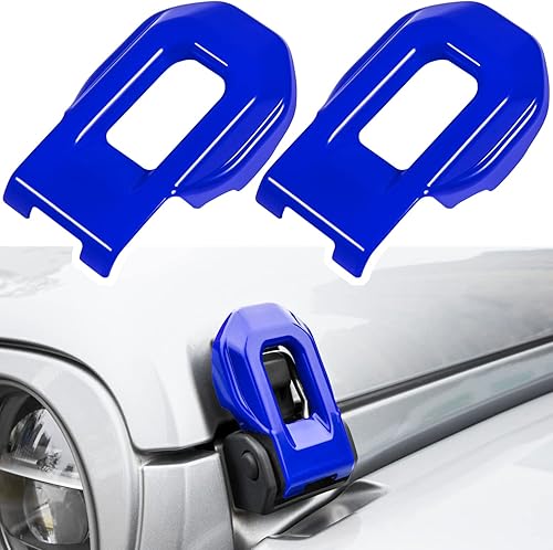 Cubierta de soportes de cierre de capó para Jeep Wrangler JL JLU Unlimited Sports Freedom Sahara Rubicon Gladiator JT 2018-2022 (azul, 2 unidades)