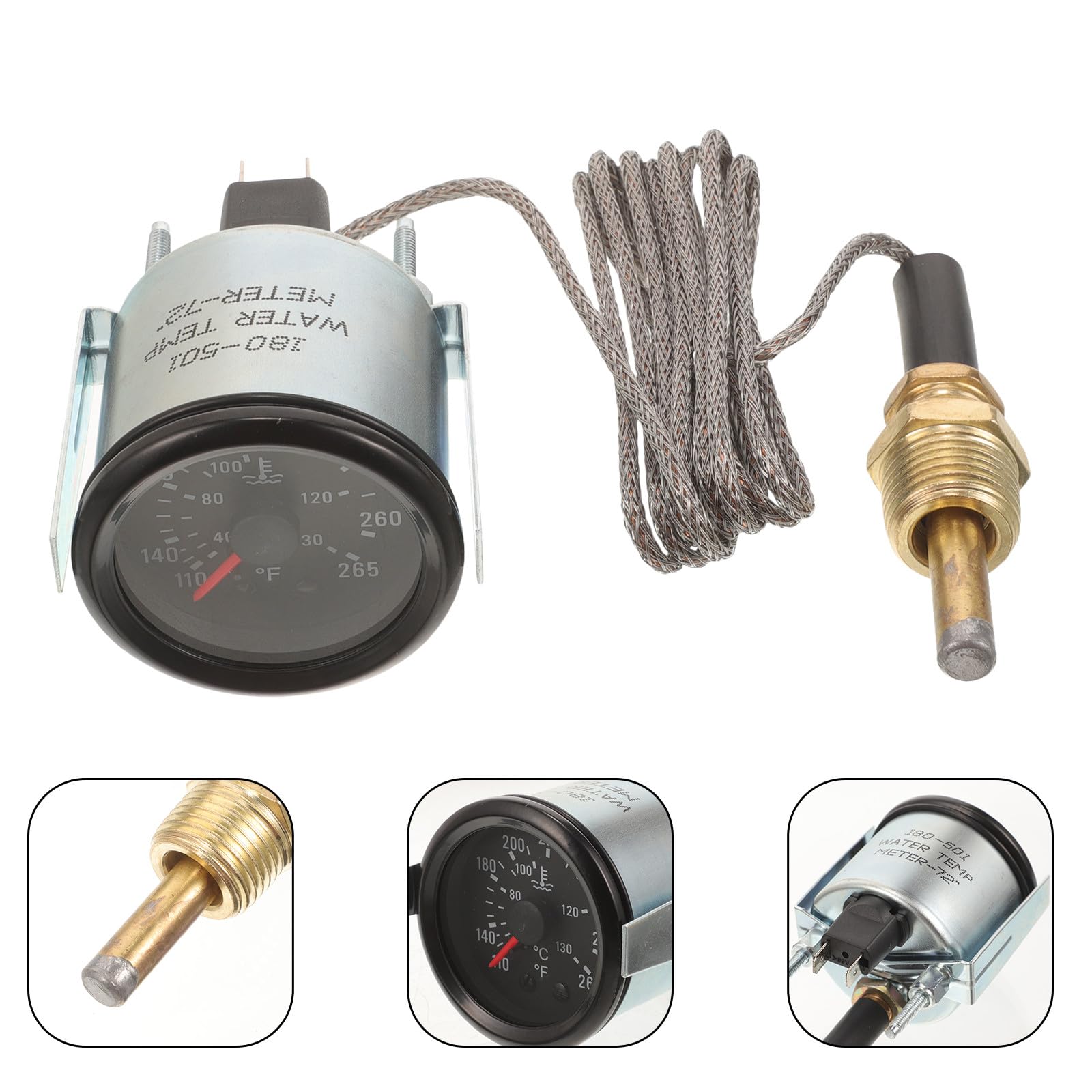 BESTOYARD Misuratore di Temperatura Acqua 2 Pollici 52mm con Doppia Scala e Sensore Affidabile in Metallo e Abs per Accessorio Auto Fai-da-te