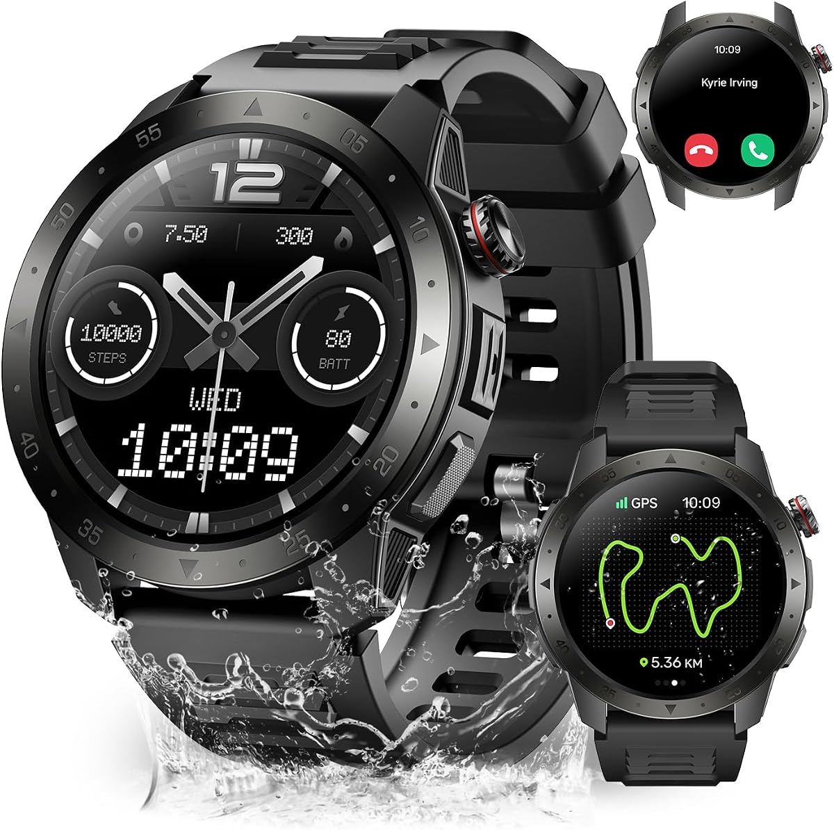 GTX2 Military Smart Watch Built-in GPS AMOLED Compass for Men | Fitness Tracker Watch 1.43" AMOLED Screen Altitude Barometer 3ATM Waterproof with Health Monitor for Android iOS Outdoor